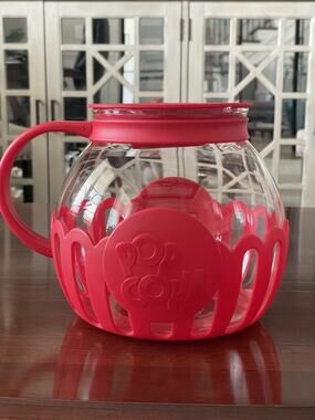 Original Ecolution Micro-Pop 3 Quart Microwave Popcorn Popper Glass Red
